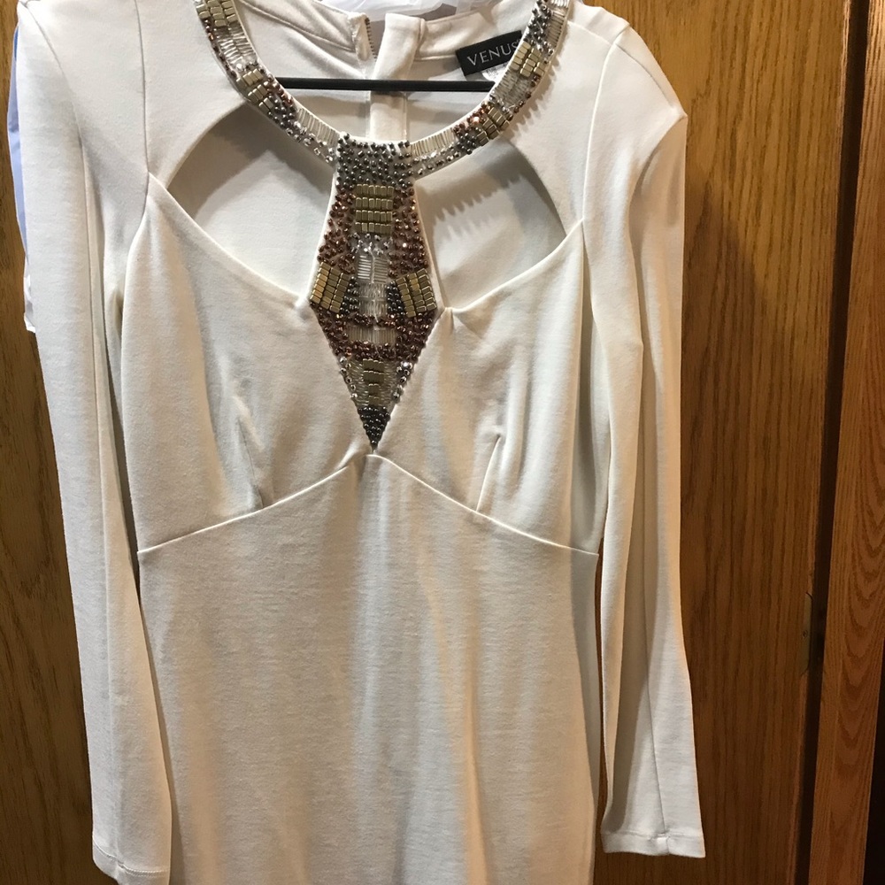 NWOT off white sexy cut-out dress with beads